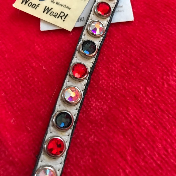 Woof Wear dog collar, 8” leather, Swarovski crystals. Brand new. Fits small dog - Picture 3 of 4